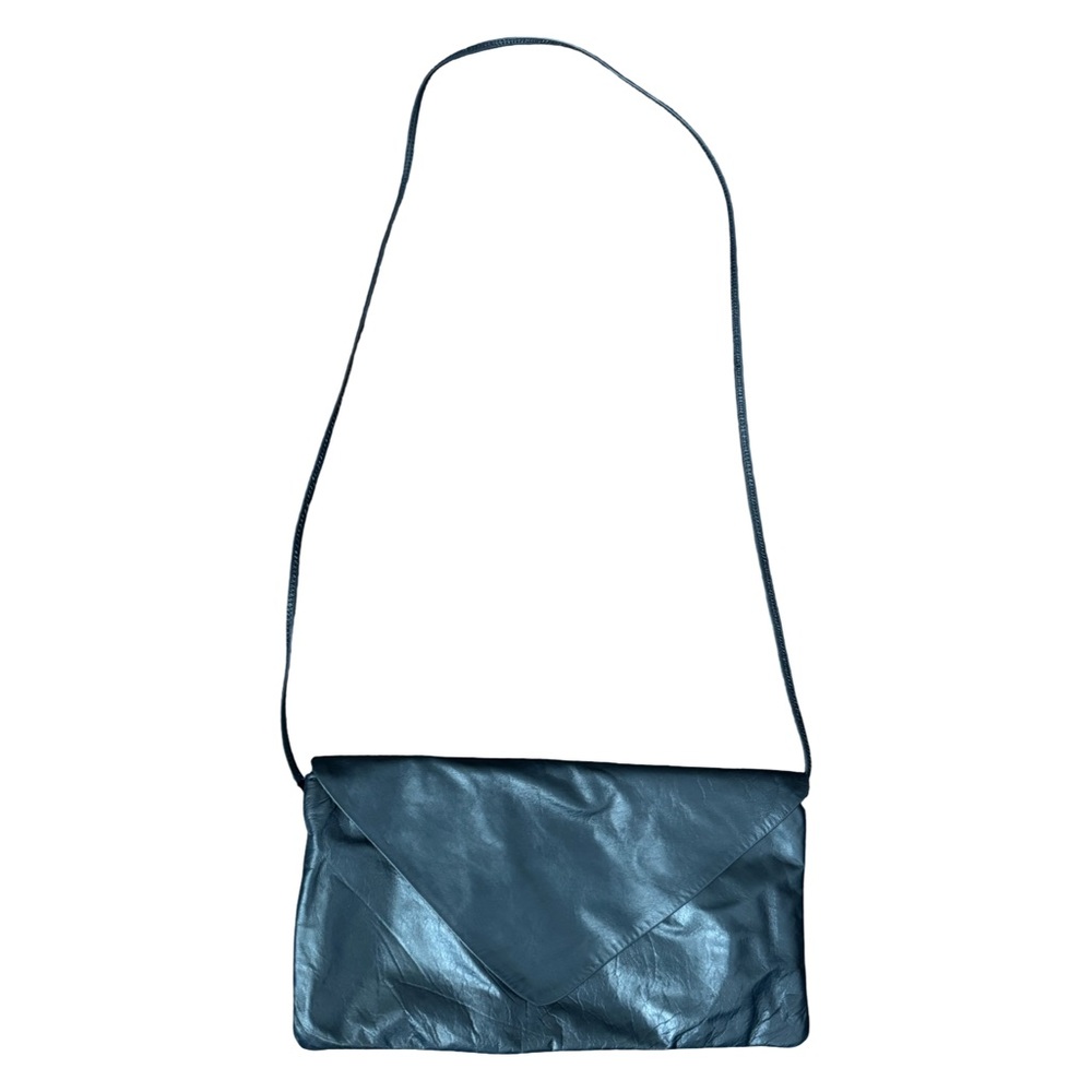 VINTAGE NAVY LEATHER ENVELOPE SHOULDER BAG
